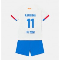 Echipament fotbal Barcelona Raphinha Belloli #11 Tricou Deplasare 2023-24 pentru copii maneca scurta (+ Pantaloni scurti)